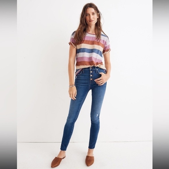 Madewell 10” High Rise Button Fly Skinny Jeans in Hanna Wash 28 - Picture 1 of 15